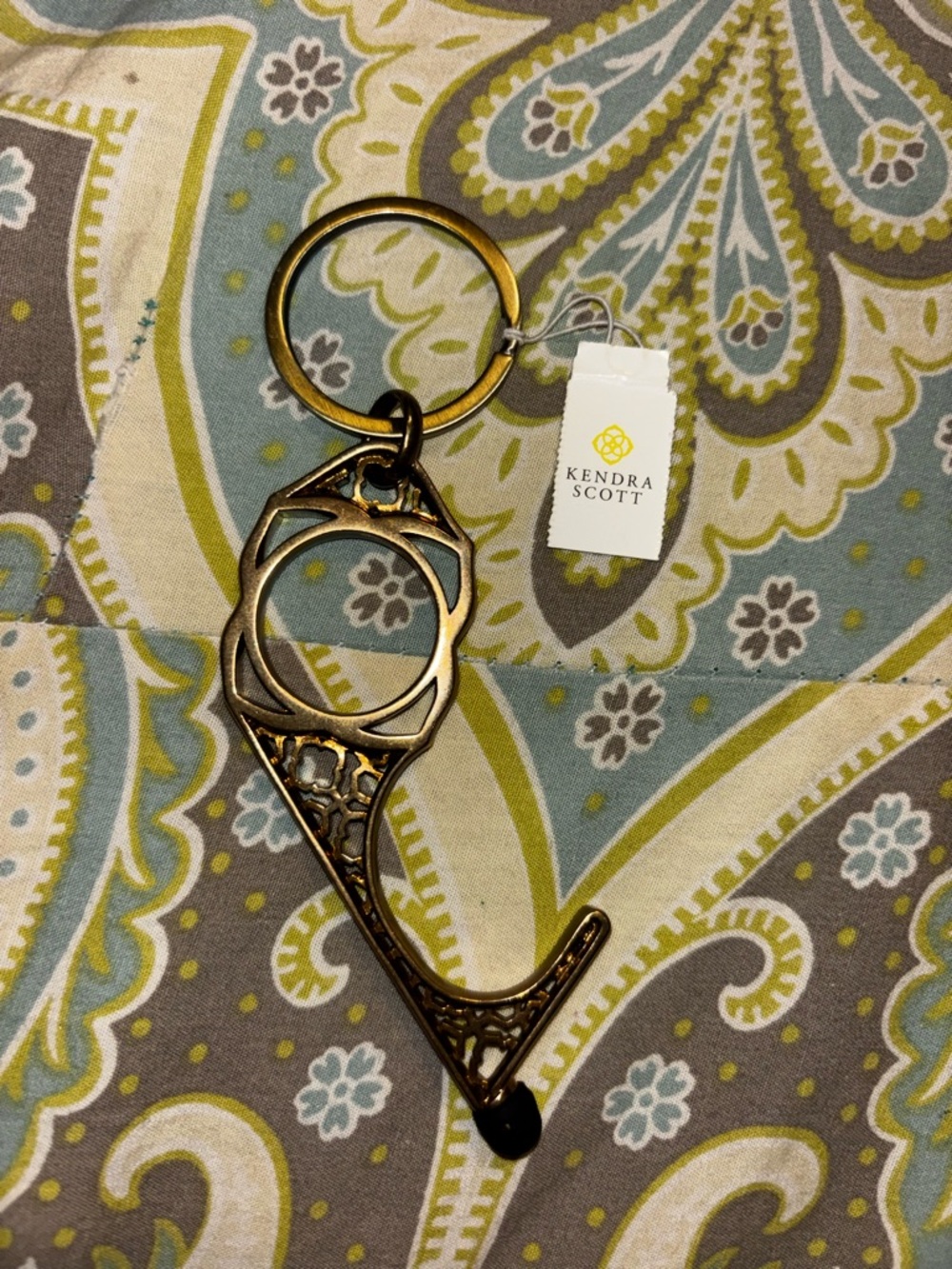 Kendra Scott Antique Gold No-Touch Key Tool with Keyring